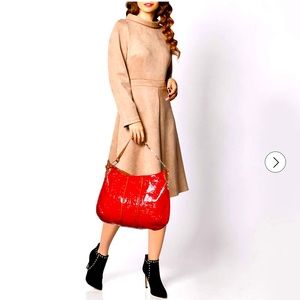 Tory Burch embossed logo patent leather Hobo Purse